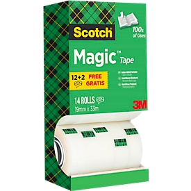 Adhesive tape Scotch® Magic™ 8R14TPR, writable, invisible, matt white, 14 rolls economy pack