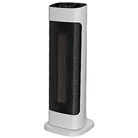 Aérotherme céramique MERSIN, 2000 W, 3 niveaux de chauffage, oscillation horizontale, fonction tactile LCD, minuterie 12 h, télécommande, noir et blanc