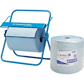 Afroller voor poetsdoek Kimberly-Clark + 1 rol poetsdoek WYPALL 3-laags