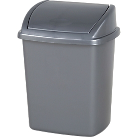 Afvalbak Vepa Bins, inhoud 8 l, met deksel, rechthoekig, L 200 x B 252 x H 330 mm, kunststof, grijs