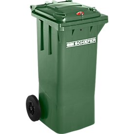 Afvalcontainer GMT, 80 liter, met cilinderslot, groen