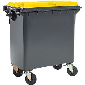 Afvalcontainer MGB 770 FD - polyetheen - B 1360 x D 780 x H 1350mm - 770L - zwart-geel