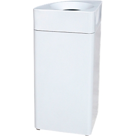 Afvalverzamelaar Orgavente, staal, volume 30 l, driehoekig, B 350 x D 350 x H 760 mm, zelfblussende emmer, wit