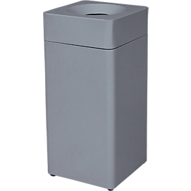 Afvalverzamelaar Orgavente, staal, volume 40 l, rechthoekig, B 350 x D 350 x H 790 mm, zelfblussende emmer, zilver