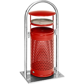 Afvalverzamelaar - staal - met asbakinzet - 65 L - rood