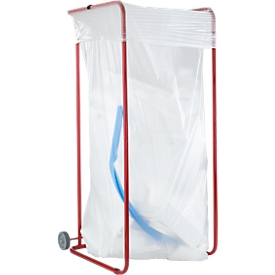 Afvalzakhouder met groot volume, 200 liter, B 515 x D 540 x H 970 mm, met wielen, rood