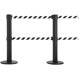 Afzetpaal GLA 89, trekband elk met lengte 9 m, 3-voudig koppelbaar, zwart/wit