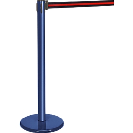 Afzetpaal met trekband blauw, trekband zwart/rood