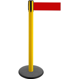 Afzetpaal met trekband GLA 29, geel, trekband rood
