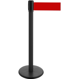 Afzetpaal met trekband GLA 29, zwart, trekband rood