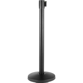 Afzetpaal met trekband, set van 2, zwart, band zwart/geel