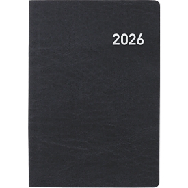 Agenda de poche Biella 2026, 7,6x11 cm, semainier, 194 pages, similicuir, FSC Mix 70%, noir