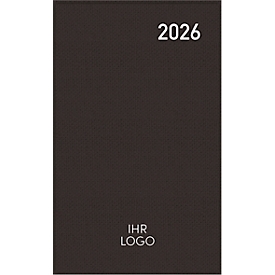 Agenda de poche Korsch Pluto Edition Nature 2026, A6, 32 pages, aperçu mensuel, calendrier pour D/GB/F/I, carnet d'adresses interchangeable, carton, noir