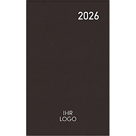 Agenda de poche Korsch Saturn Edition Nature 2026, A6, 30 pages, aperçu mensuel, calendrier pour D/GB/F/I, carnet d'adresses interchangeable, carton, noir