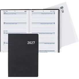 Agenda de poche Succes noir au format moyen 7,6 x 11 cm, 3½ jours par page, agenda de poche clair pour les déplacements, les réunions &amp; les choses à faire


