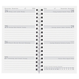 Agenda semainier Biella Bruxelles Wire-O, 130 pages, 8,5x15,3 cm, reliure à spirales, FSC Mix 70%, multilingue
