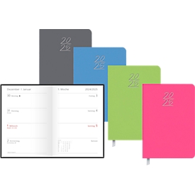 Agenda semainier Korsch Colour 2025, 160 pages, vue d'ensemble de la semaine, couverture souple, L 110 x H 155 mm, vert