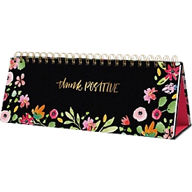 Agenda semainier Sigel Jolie Flower Love, non daté, A4 horizontal, 124 pages, langue anglaise, fonction de mise en place, 2 planches d'autocollants, multicolore