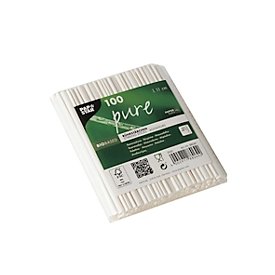 Agitateurs Papstar Pure, jetables, L 110 mm, 100 % biodégradables, papier certifié FSC®, blanc, 100 pièces.