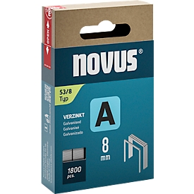 Agrafes Novus type A, longueur 8 mm, fil d'acier, 2000 pièces