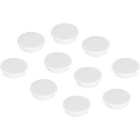 aimants puissants Franken, ronds, jusqu'à 0,3 kg, vernis spécial, Ø 24 mm, plastique, blanc, 10 pièces