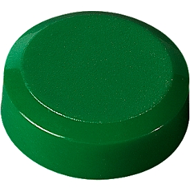 aimants ronds MAUL, plastique &amp; métal, structure fine, force d'adhérence 300 g, ø 20 x 7,5 mm, vert, 20 pièces