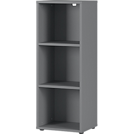 Aktenregal Aalborg, 2 verstellbare Einlegeböden, Möbelgleiter, Spanplatte melaminharzbeschichtet, B 450 x T 400 x H 1200 mm, graphit