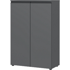 Aktenschrank Aalborg, 2 Türen, 2 Fachböden, Möbelgleiter, melaminharzbeschichtet, B 810 x T 400 x H 1200 mm, graphit