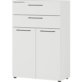 Aktenschrank Agenda, 3 OH, 2 Schubladen, B 800 x T 400 x H 1200, lichtgrau