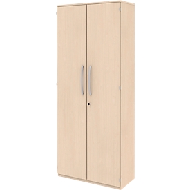 Aktenschrank BARI, 6 Ordnerhöhen, mit Mitteltrennwand, B 1000 x T 430 x H 2174 mm, Ahorn/Ahorn/Alu