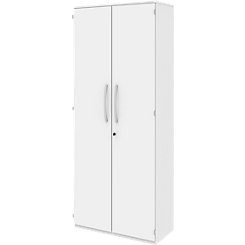 Aktenschrank BARI, 6 Ordnerhöhen, mit Mitteltrennwand, B 1000 x T 430 x H 2174 mm, weiß/weiß/Alu
