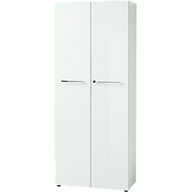 Aktenschrank MONTERIA, Front aus Glas, abschließbar, 5 OH, B 800 x T 370 x H 1960 mm, weiß