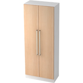 Aktenschrank TARVIS, mit Griff ohne Schloss, 5 Ordnerhöhen, B 800 x T 420 x H 2004 mm, weiss/Eiche-Dekor