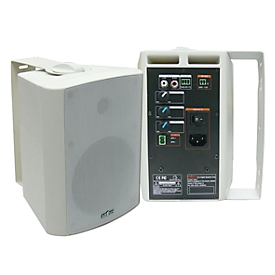 Aktive Lautsprecher SPS-A030A, für Innen, 2 x 30 W, bis 88 dB, Wandhalter, B 210 × T 270 x H 440 mm Polypropylen, weiß