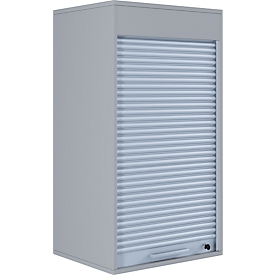 Aktos L rolluikkast, 2 dossierhoogtes, afsluitbaar, beugelgreep, B 500 x D 400 x H 930 mm, hout, grijs