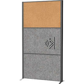 Akustikwandsystem MAULconnecto - insteekmodules - 2x akoestisch vlies - 1x kurk - klittenband - B 1000 x H 1800 mm - antraciet