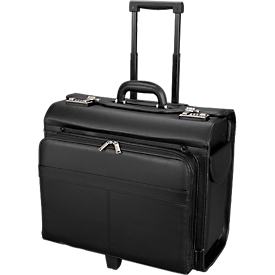 Alassio San Remo Pilot's bag, with carrying handle and wheels, imitation leather, black