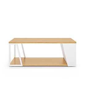 Albi salontafel, B 1000 x D 550 x H 360 mm, metalen frame/gestrekt blad met echt houtfineer, licht eiken/wit gelakt