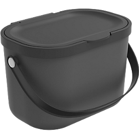 ALBULA organic waste garbage can, 3.2 liter capacity, bow handle, recycled plastic, W 172 x D 222 x H 147 mm, anthracite