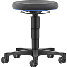 Allround stool Bimos, height adjustable, double castors, Supertec, color ring blue
