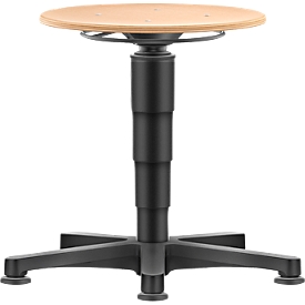 Allround stool Bimos, seat height adjustable 450-650 mm, with glider, laminated beech wood, durable, easy to clean