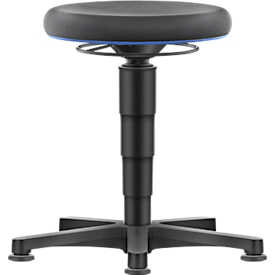 Allround stool Bimos, seat height adjustable 450-650 mm, with glider, Supertec cover, cut &amp; slip resistant, with micro armor, color ring blue.