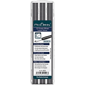 Allwetter navullingen Pica BIG Dry ANILINE 2.0, grafiet, 5 mm, met etui, 12 stuks