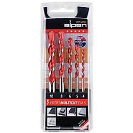 ALPEN Bohrersatz Profi Multicut, 5-tlg. Ø 4-10 mm, rund, für Fliesen, Mauerwerk, Metall, Holz & Kunststoff