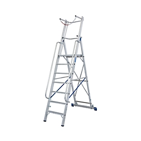 Alu-Stufen-Stehleiter, mit grosser Standplattform, mit Sicherheitsbügel und Kette, 4 Stufen
