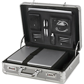 ALUMAXX aluminium laptopkoffer, met draaggreep, 1 vak, zilver/carbon