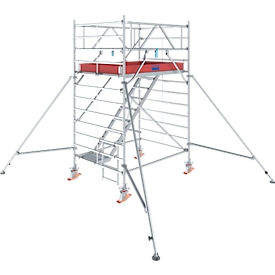 Aluminium rolsteiger Krause Serie 5500, 200 kg/m², TÜV-gekeurd, geremde wielen, B 1500 x D 2000 x H 4300 mm