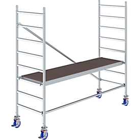 Aluminum mobile scaffold tower KRAUSE Series 10, 200 kg/m², TÜV-tested, height-adjustable castors, L 2500 x W 750 x H 3000 mm