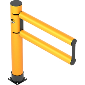 Ampere Rack-Mammut® up-and-over door, plastic, left hinged, W 1000 x H 1100 mm, traffic yellow