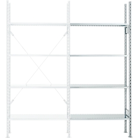 Anbauregal, 4 Böden, H 2278 x B 1055 x T 300 mm, verzinkt